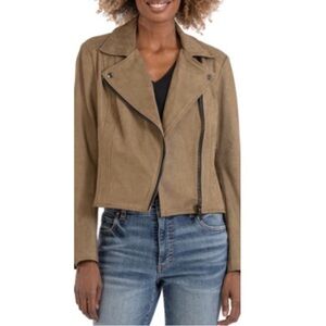 KUT from the Kloth Edith Faux Suede Moto Jacket Canyon Medium